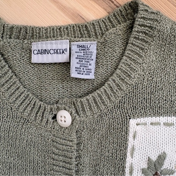 Vintage Spring floral embroidered cardigan leaves Cottagecore Fairycore Small - Picture 6 of 9